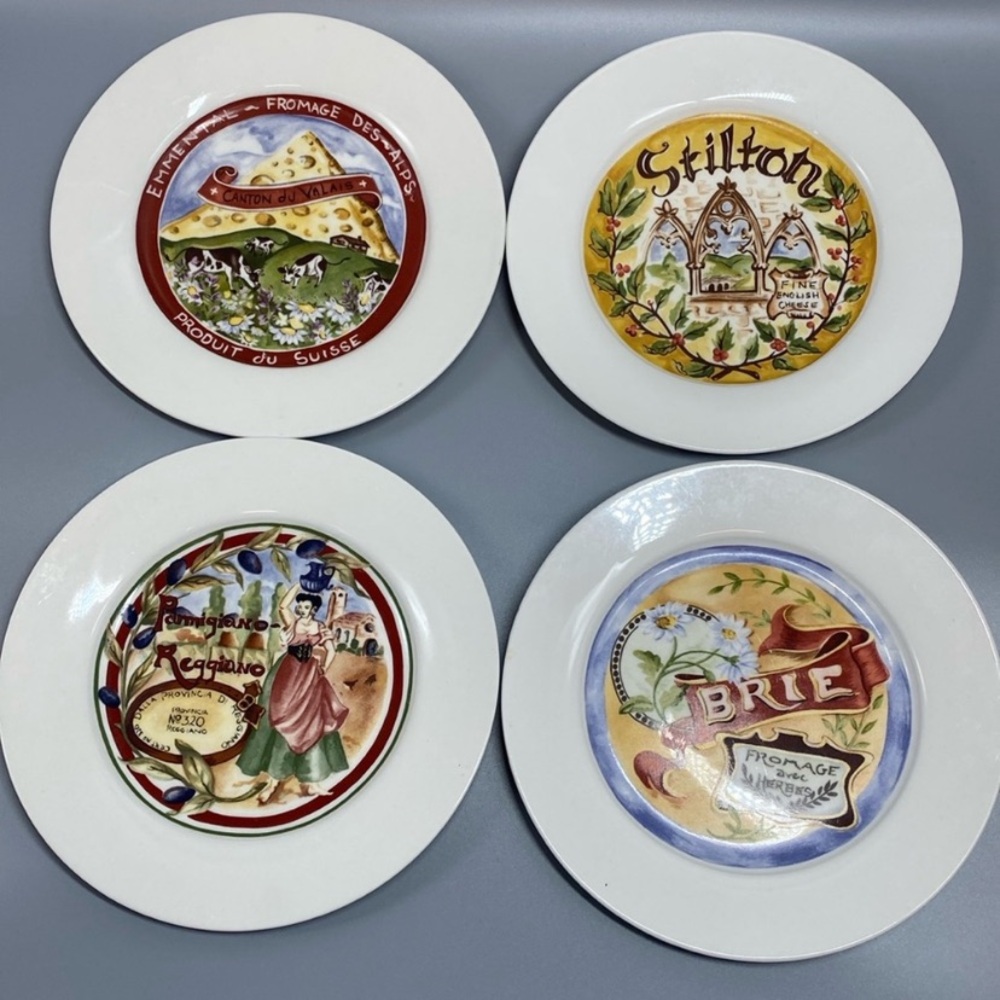 Restoration Hardware Cheese Plate Set - White, Red, Yellow, Green